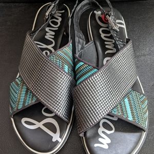 Sam Edelman Turquoise and Black Strappy Sandal